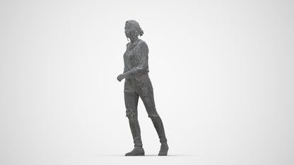 realistic 3D human woman casual walking, archviz people FBX OBJ for Blender, wireframe back view