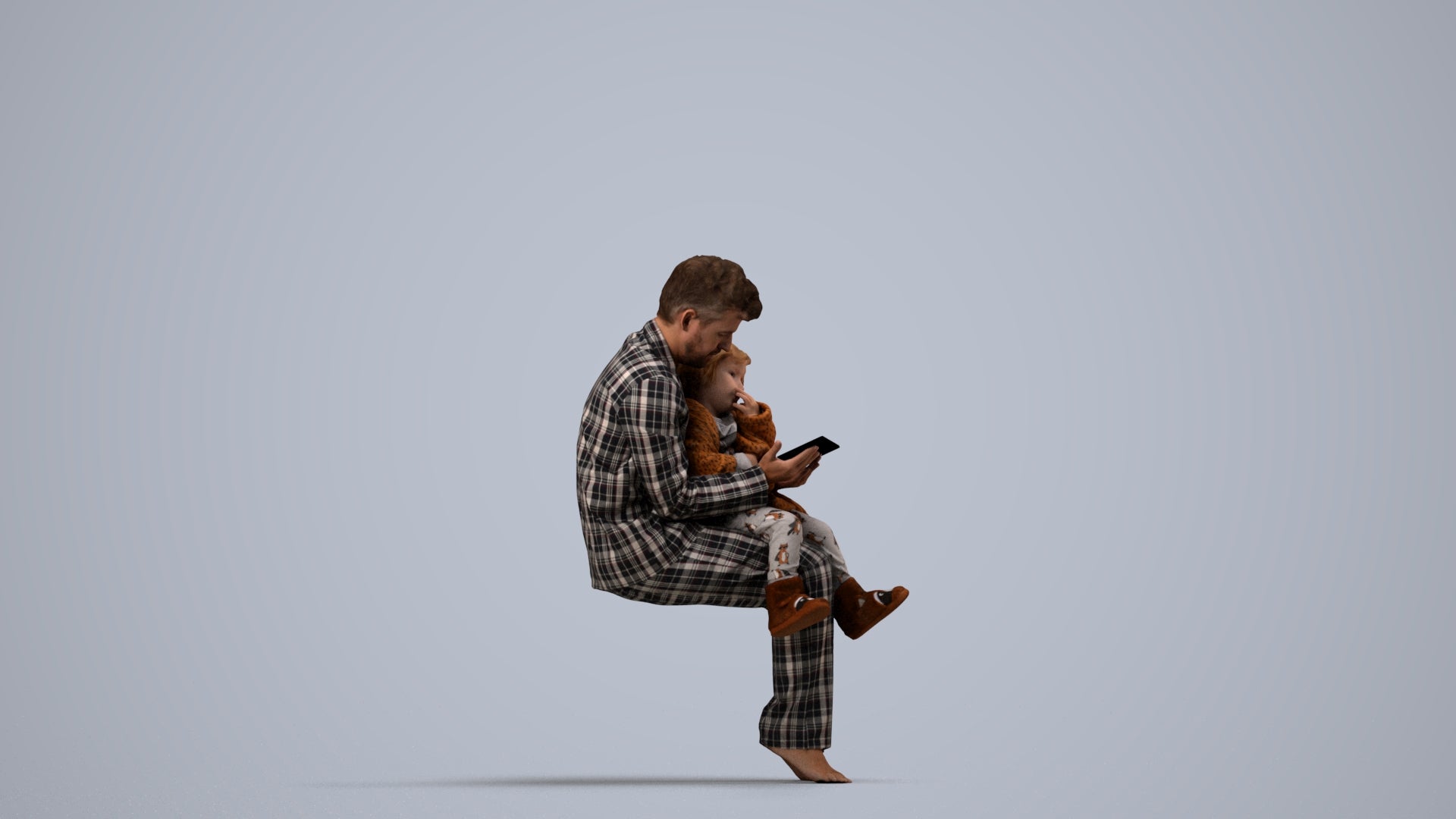 realistic 3D boy casual kids, scanned archviz people for Blender and 3ds Max, side view render