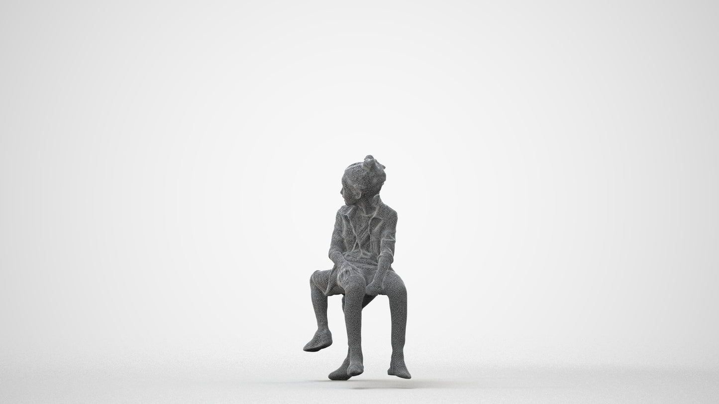3D scanned girl kids casual, photorealistic archviz people for Enscape and SketchUp, square thumbnail