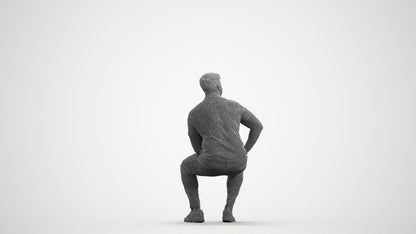 3D scanned man pool casual, photorealistic archviz people for Enscape and SketchUp, wireframe front view