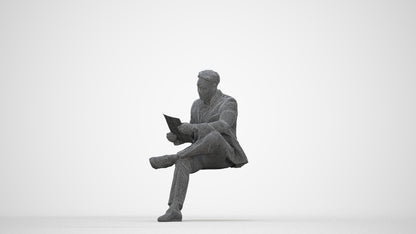 scanned 3D man business, photogrammetry people for Enscape and V-Ray, wireframe back view