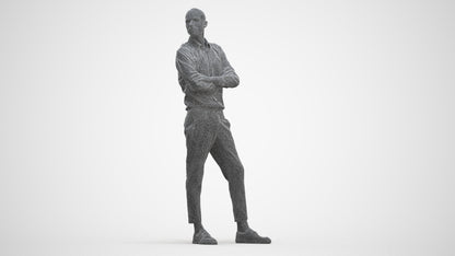 realistic 3D people man business standing, render-ready for V-Ray and Corona, FBX OBJ, three-quarter front view render