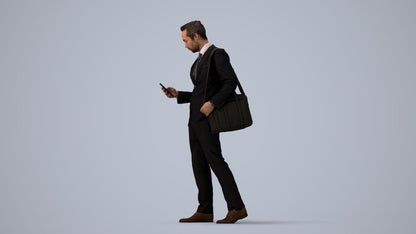 3D scanned man business formal, photorealistic archviz people for Enscape and SketchUp, three-quarter view render
