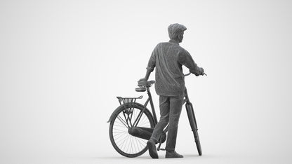realistic 3D man casual sitting, scanned archviz people for Blender and 3ds Max, wireframe side view