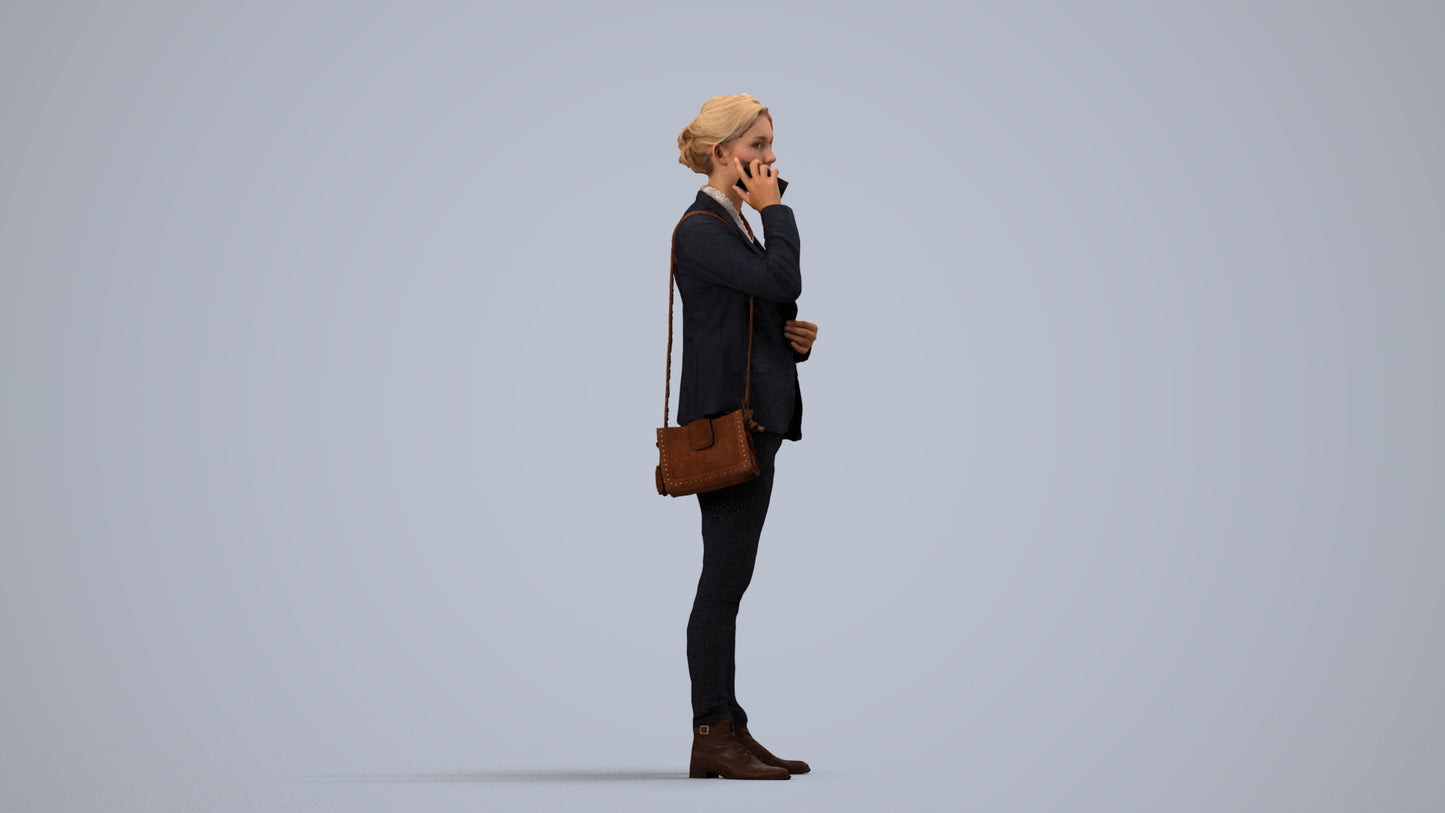 scanned 3D woman business, photogrammetry people for Enscape and V-Ray, side view render