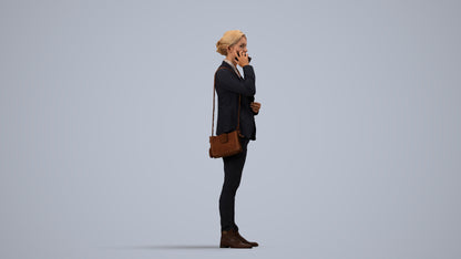 scanned 3D woman business, photogrammetry people for Enscape and V-Ray, side view render