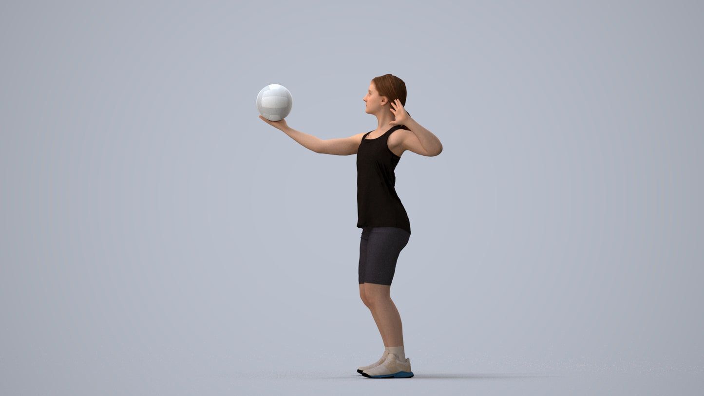 photogrammetry 3D girl sport, realistic human model archviz FBX, three-quarter view render