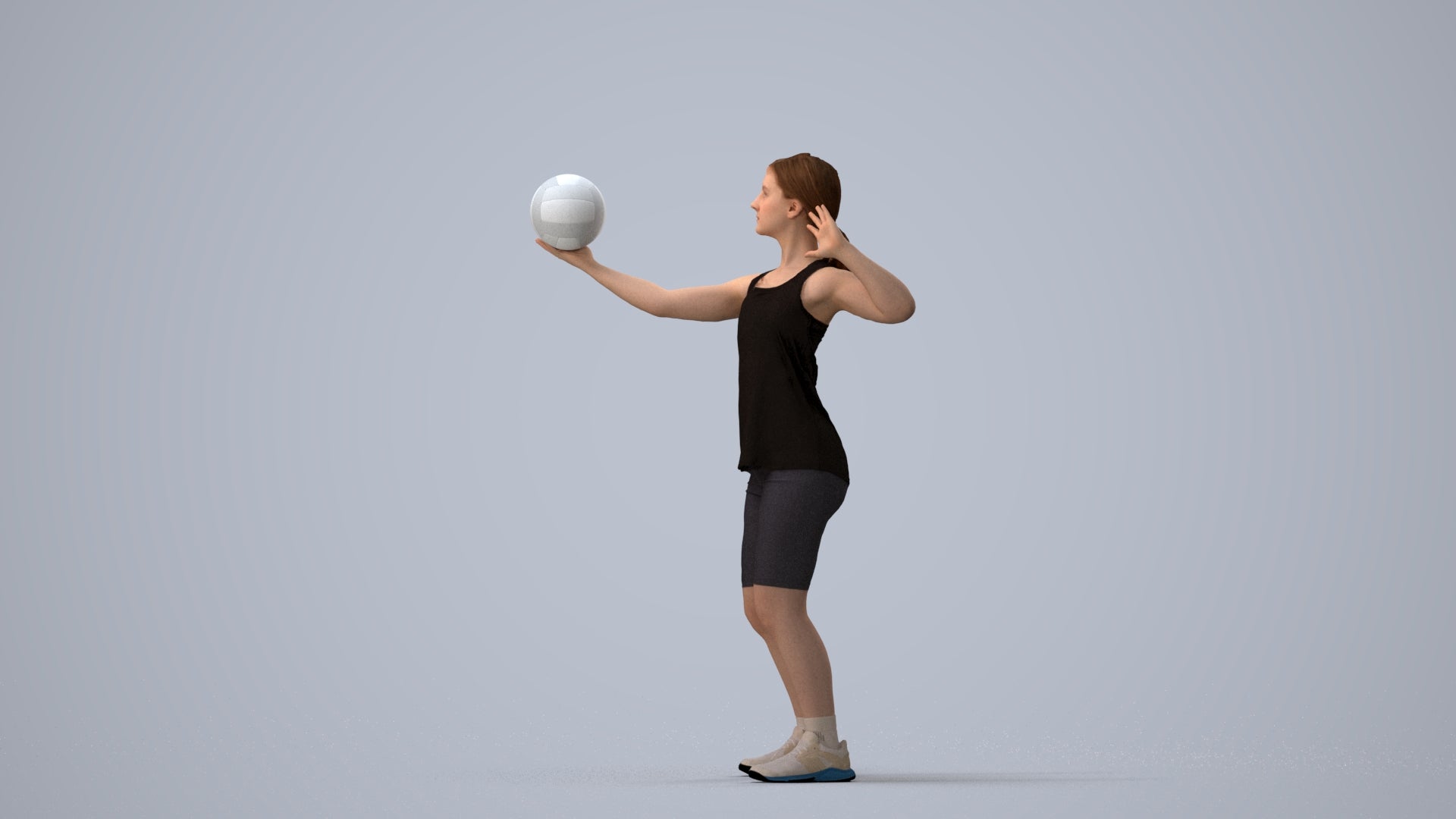 photogrammetry 3D girl sport, realistic human model archviz FBX, three-quarter view render