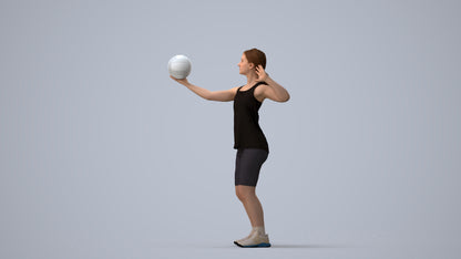 photogrammetry 3D girl sport, realistic human model archviz FBX, three-quarter view render
