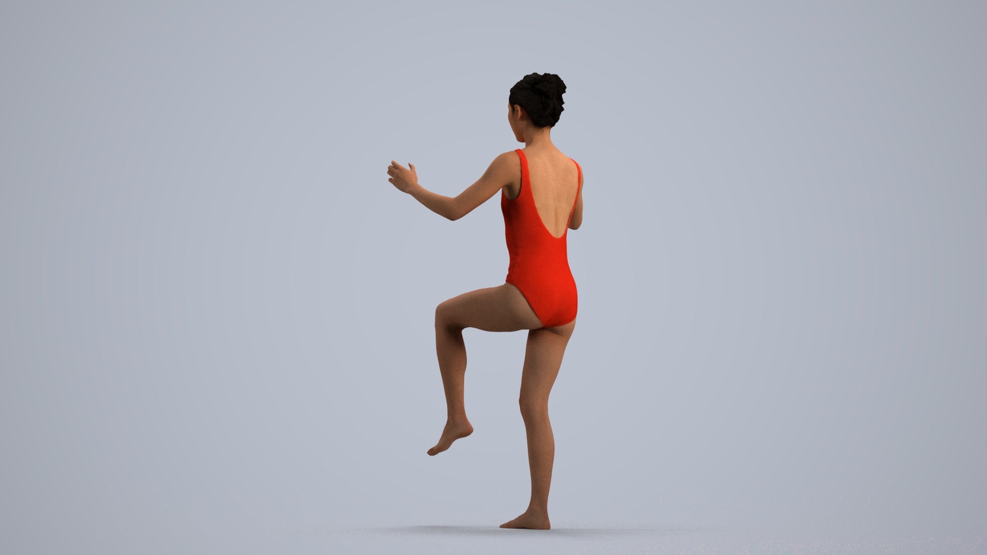photogrammetry 3D woman pool, realistic human model archviz FBX, front view render