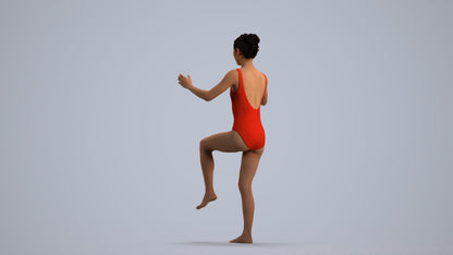 photogrammetry 3D woman pool, realistic human model archviz FBX, front view render