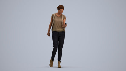 3D scanned woman standing casual, photorealistic archviz people for Enscape and SketchUp, standing pose render