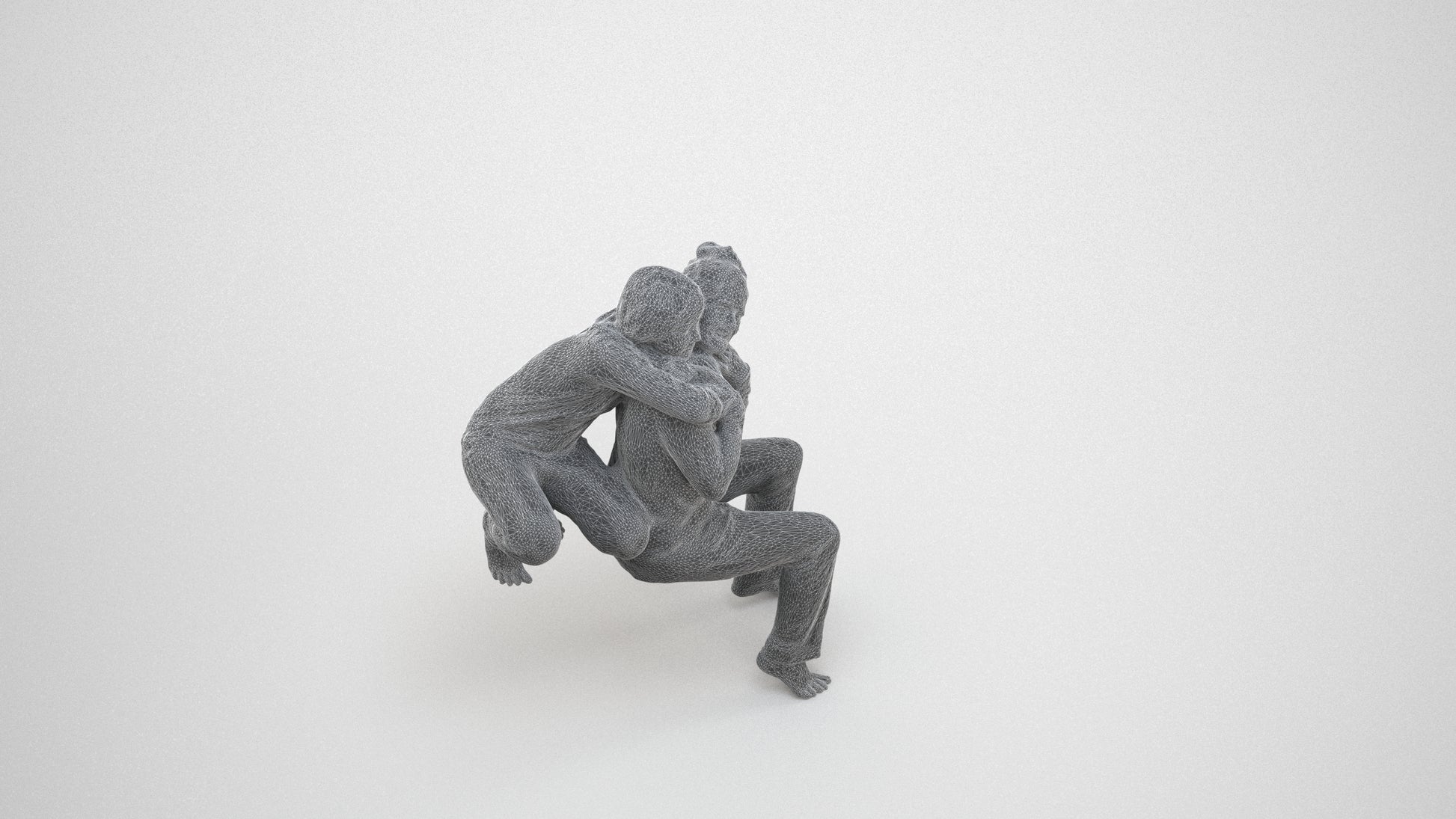 realistic 3D people girl casual kids, render-ready for V-Ray and Corona, FBX OBJ, wireframe three-quarter view
