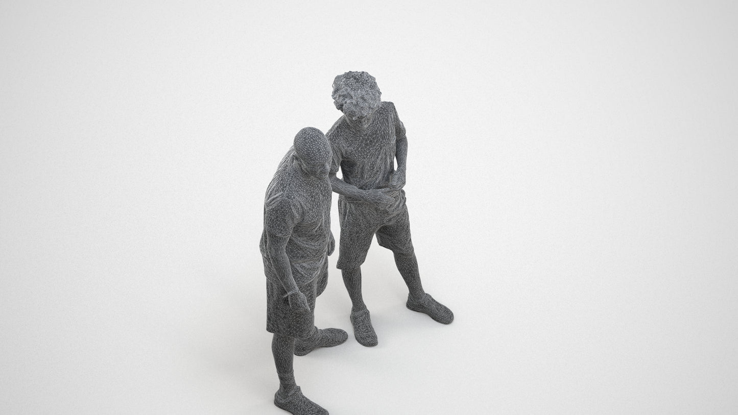 realistic 3D boy casual kids, scanned archviz people for Blender and 3ds Max, wireframe three-quarter view