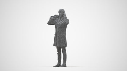 scanned 3D man business standing, photogrammetry people for Enscape and V-Ray, wireframe back view