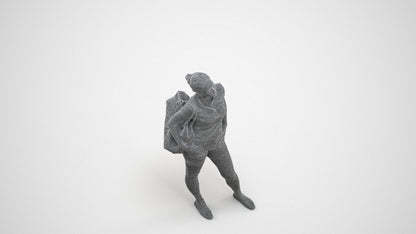 3D scanned woman standing casual, photorealistic archviz people for Enscape and SketchUp, wireframe three-quarter view