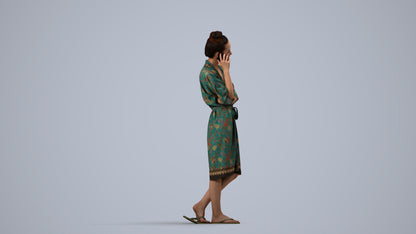 realistic 3D human woman pool, archviz people FBX OBJ for Blender, side view render