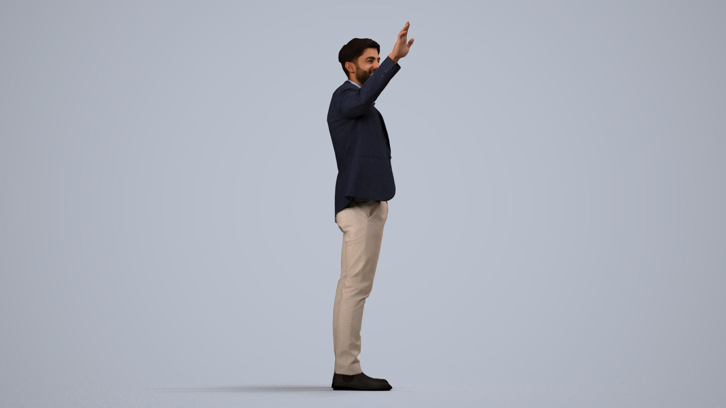 3D scanned man business, photorealistic archviz people for Enscape and SketchUp, side view render