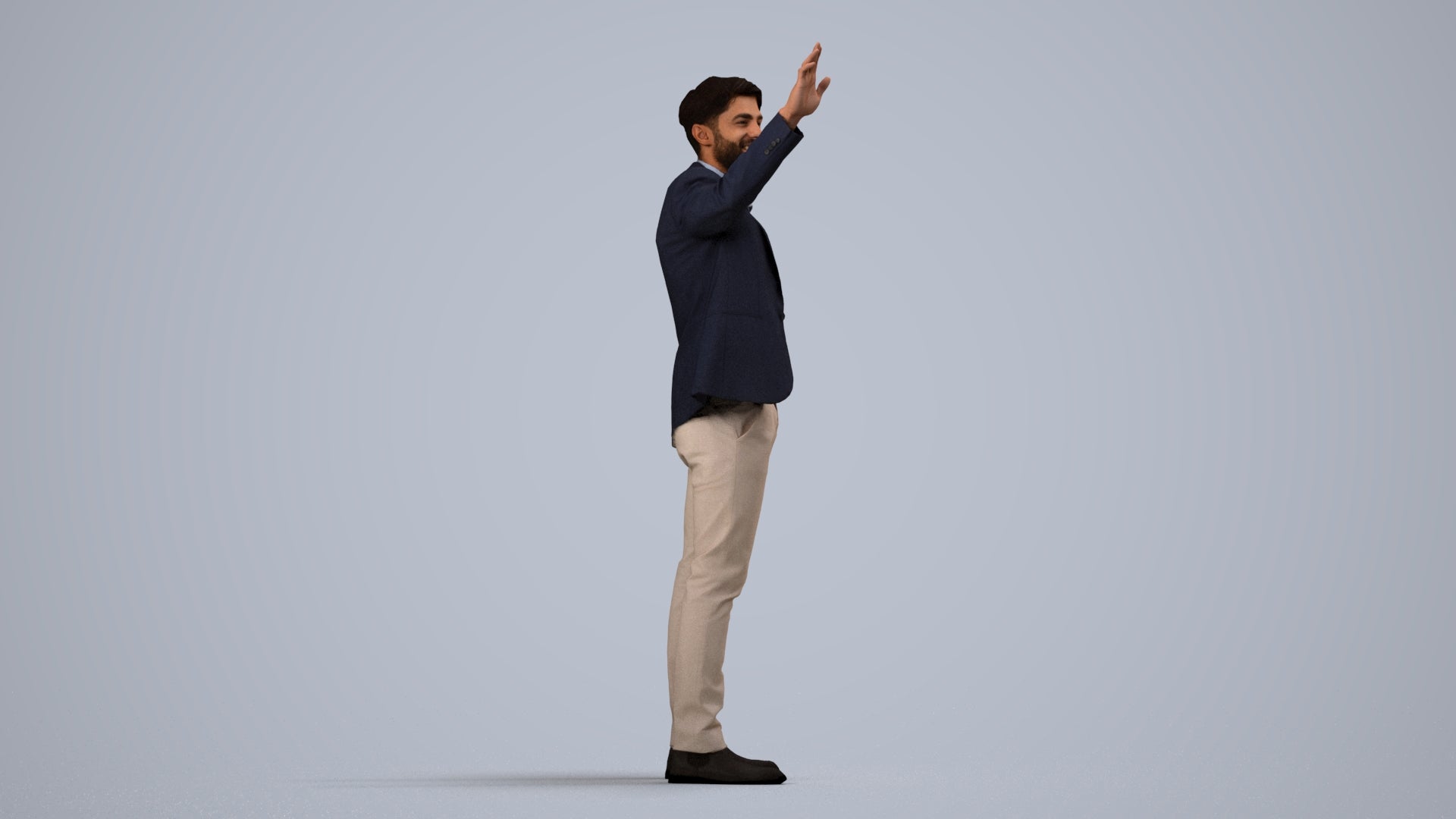 3D scanned man business, photorealistic archviz people for Enscape and SketchUp, side view render