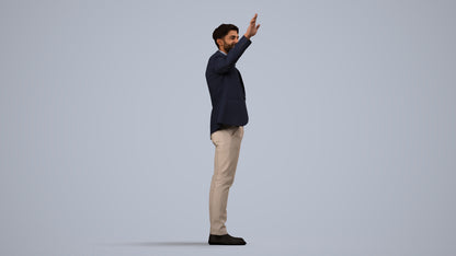 3D scanned man business, photorealistic archviz people for Enscape and SketchUp, side view render