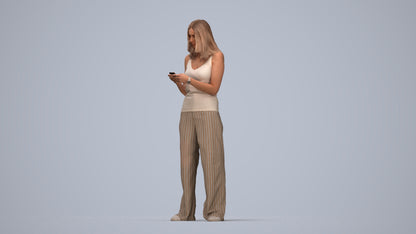 photogrammetry 3D woman casual standing, realistic human model archviz FBX, top-down view render