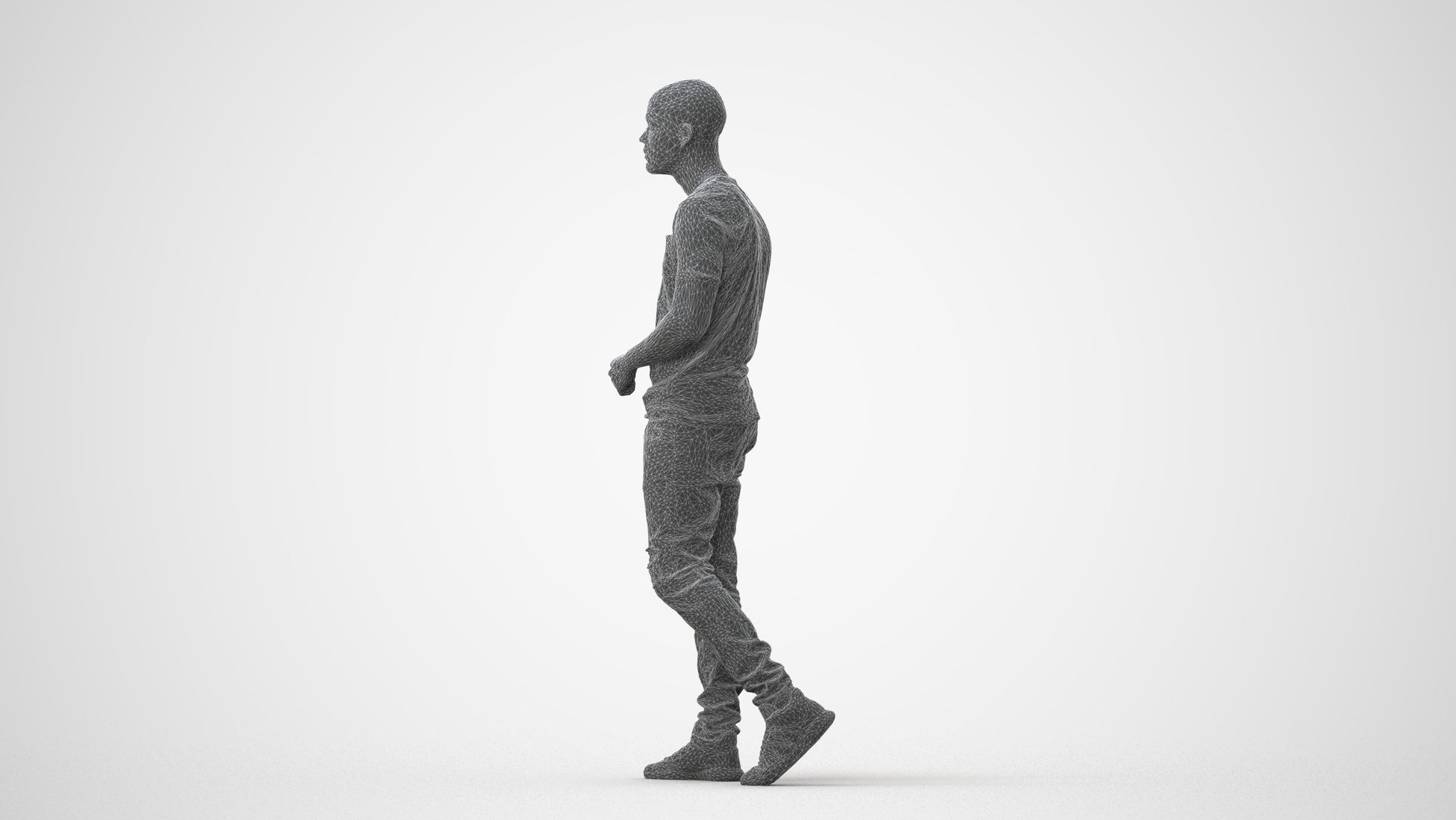 scanned 3D man casual walking, photogrammetry people for Enscape and V-Ray, square thumbnail