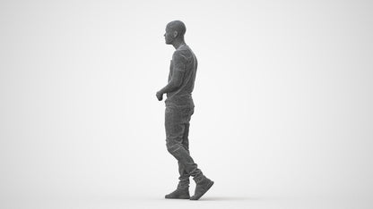 scanned 3D man casual walking, photogrammetry people for Enscape and V-Ray, square thumbnail