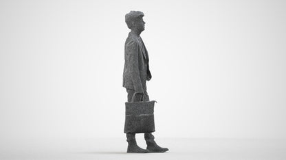scanned 3D man casual standing, photogrammetry people for Enscape and V-Ray, wireframe side view