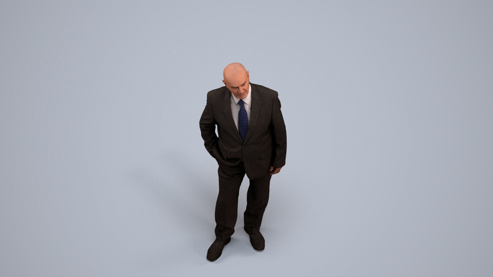 photogrammetry 3D senior man business, realistic human model archviz FBX, back view render