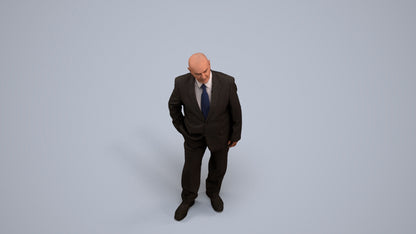 photogrammetry 3D senior man business, realistic human model archviz FBX, back view render