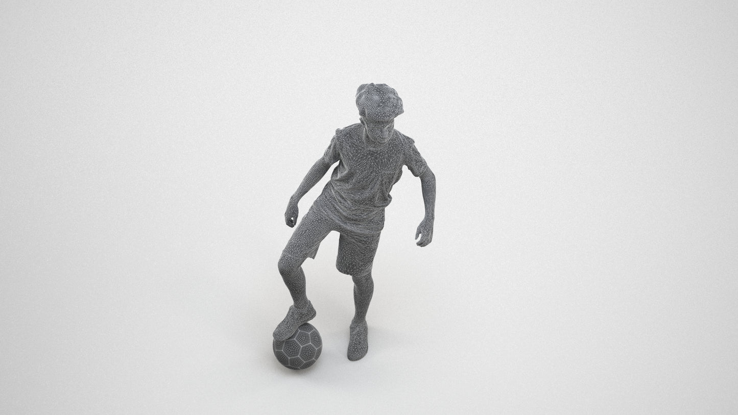 photogrammetry 3D boy casual kids, realistic human model archviz FBX, wireframe three-quarter view