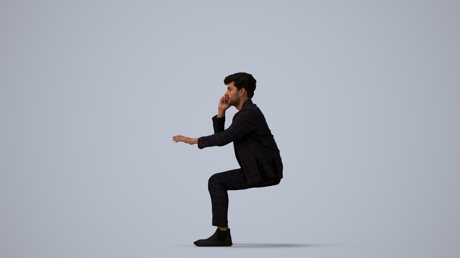 3D scanned man business, photorealistic archviz people for Enscape and SketchUp, three-quarter view render