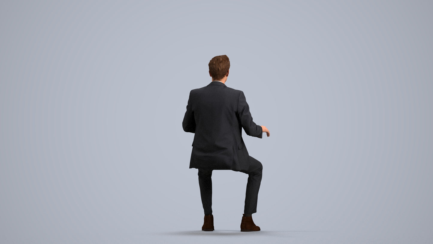3D scanned man business, photorealistic archviz people for Enscape and SketchUp, front view render