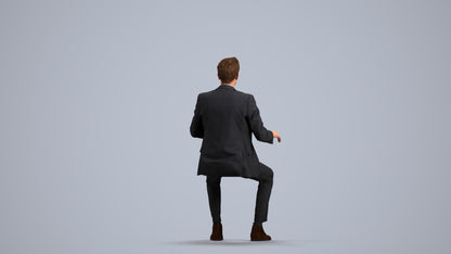 3D scanned man business, photorealistic archviz people for Enscape and SketchUp, front view render