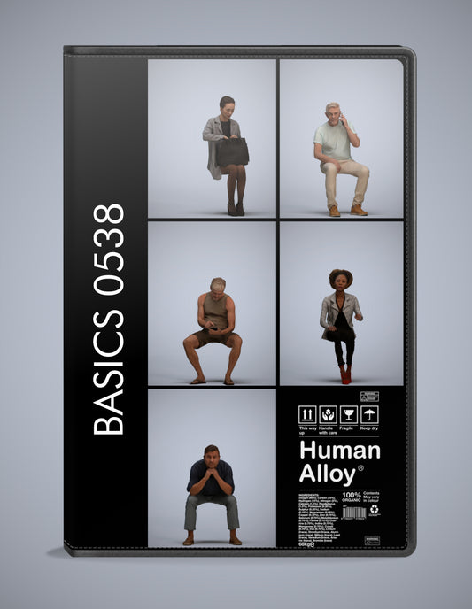 5 3D scanned people sitting, photorealistic archviz pack for Enscape and SketchUp