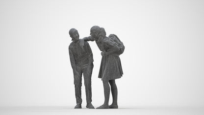 3D scanned girl kids, photorealistic archviz people for Enscape and SketchUp, wireframe back view