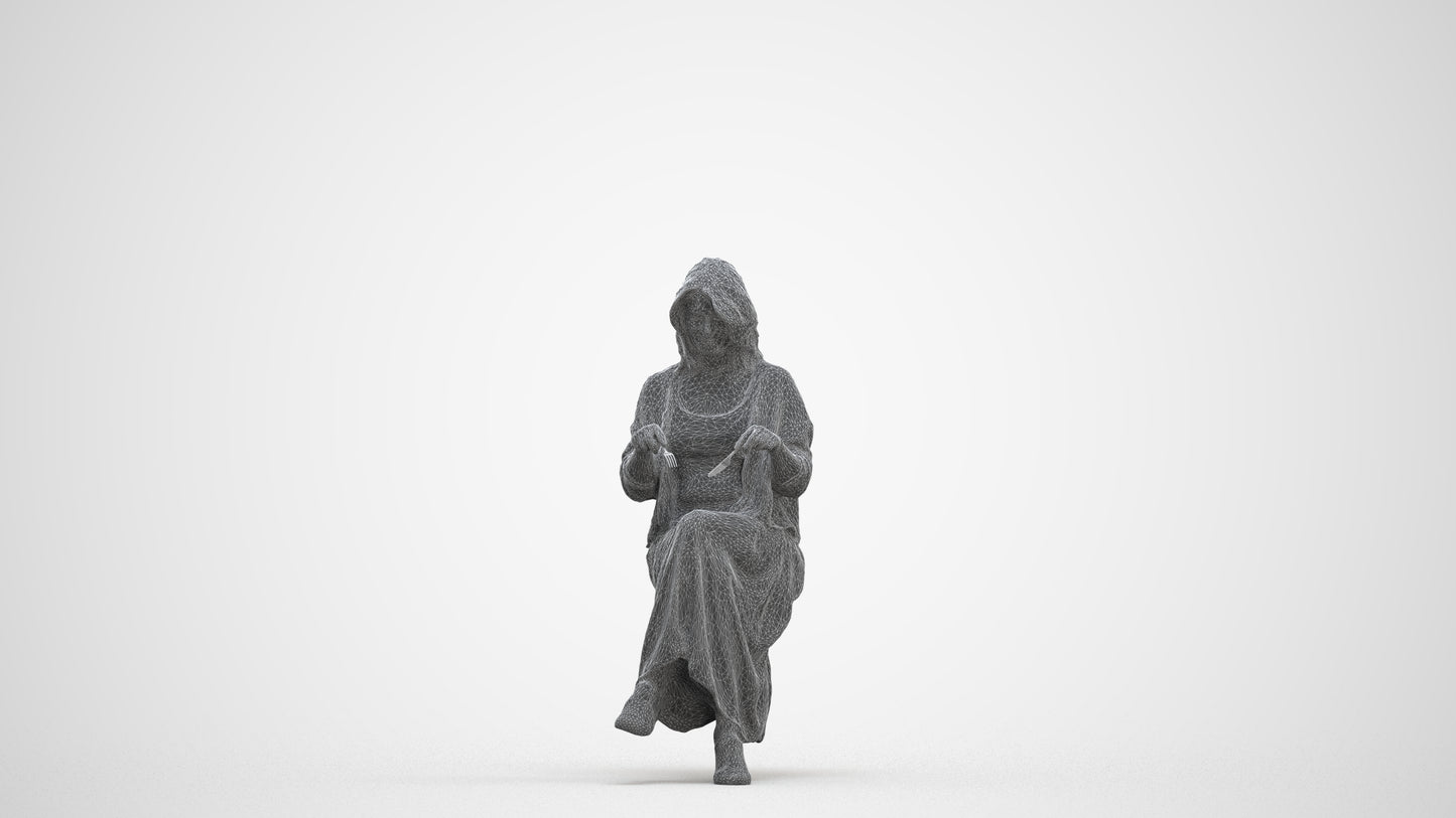 3D scanned woman sitting casual, photorealistic archviz people for Enscape and SketchUp, three-quarter front view render