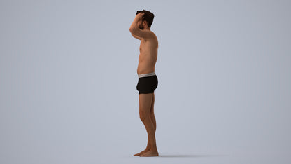 scanned 3D man bathroom, photogrammetry people for Enscape and V-Ray, three-quarter view render