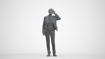 3D scanned senior woman standing business, photorealistic archviz people for Enscape and SketchUp