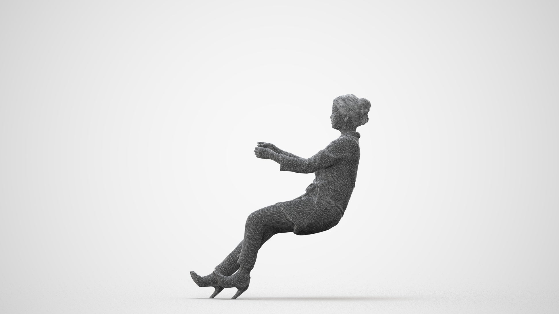 scanned 3D woman business driving, photogrammetry people for Enscape and V-Ray, square thumbnail