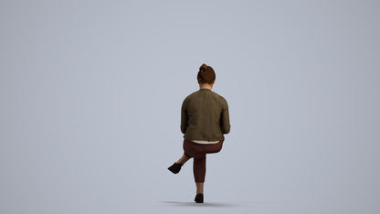scanned 3D woman casual sitting, photogrammetry people for Enscape and V-Ray, front view render