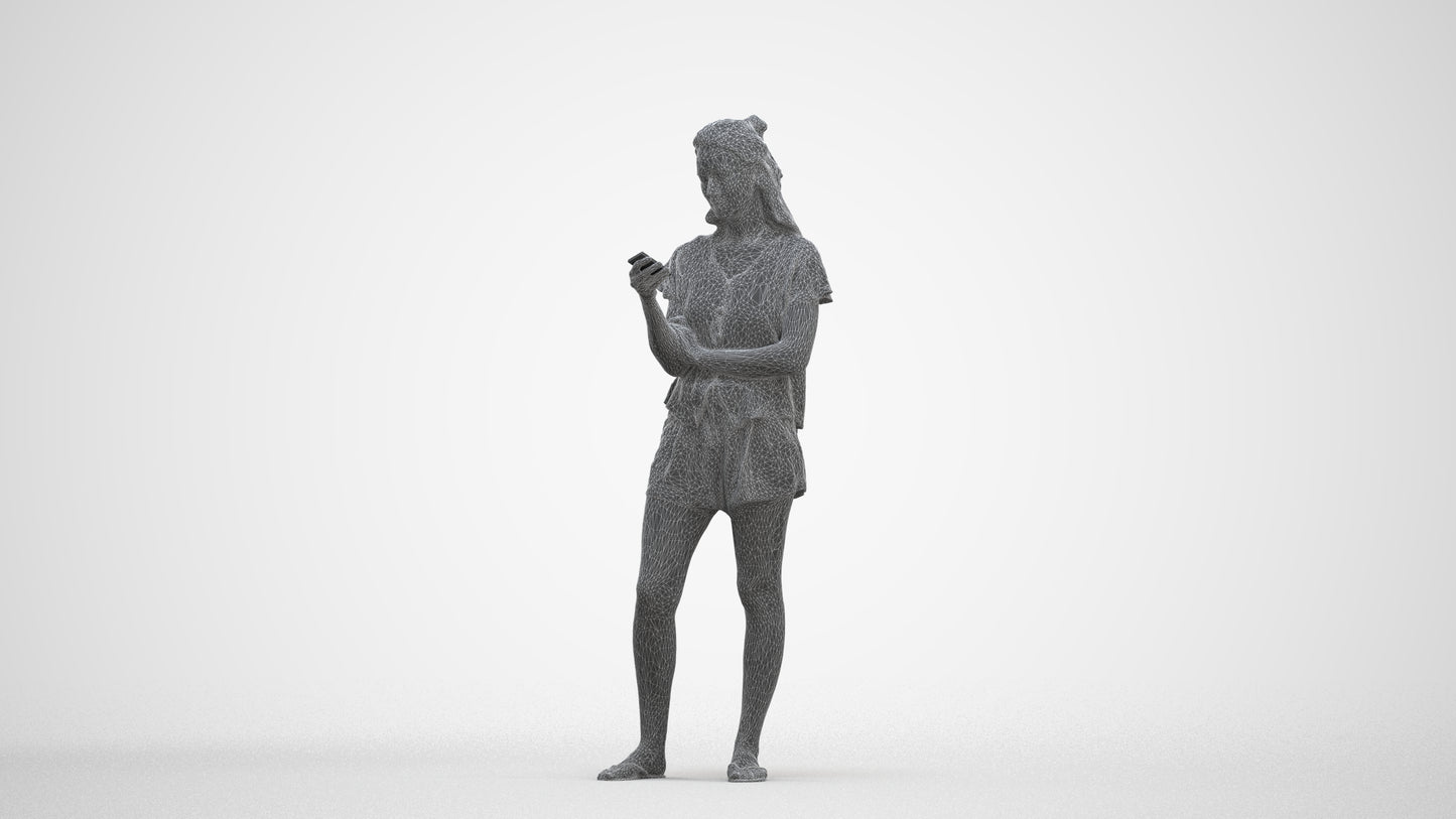realistic 3D people woman casual standing, render-ready for V-Ray and Corona, FBX OBJ, three-quarter front view render