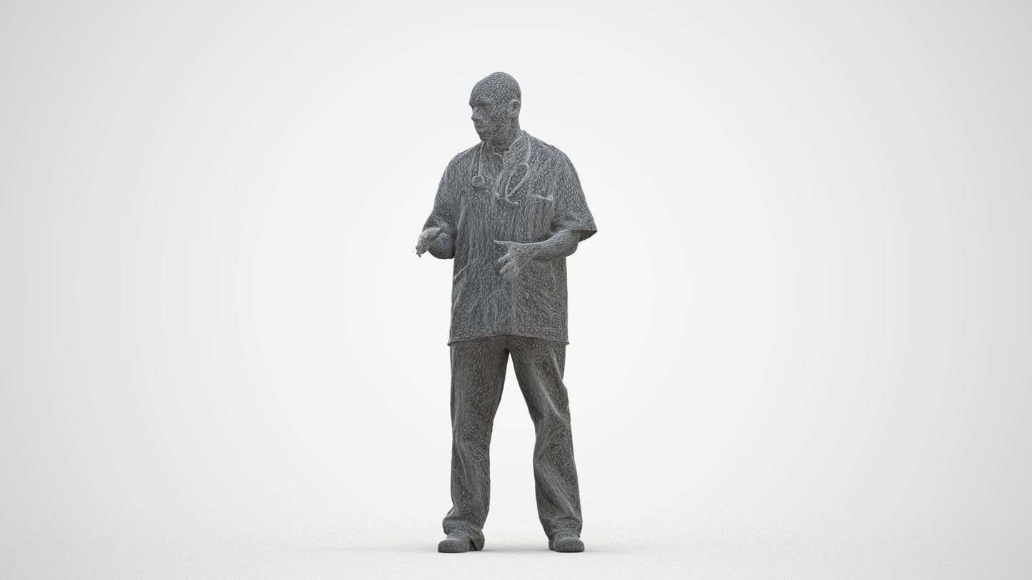 photogrammetry 3D man medical, realistic human model archviz FBX, three-quarter front view render