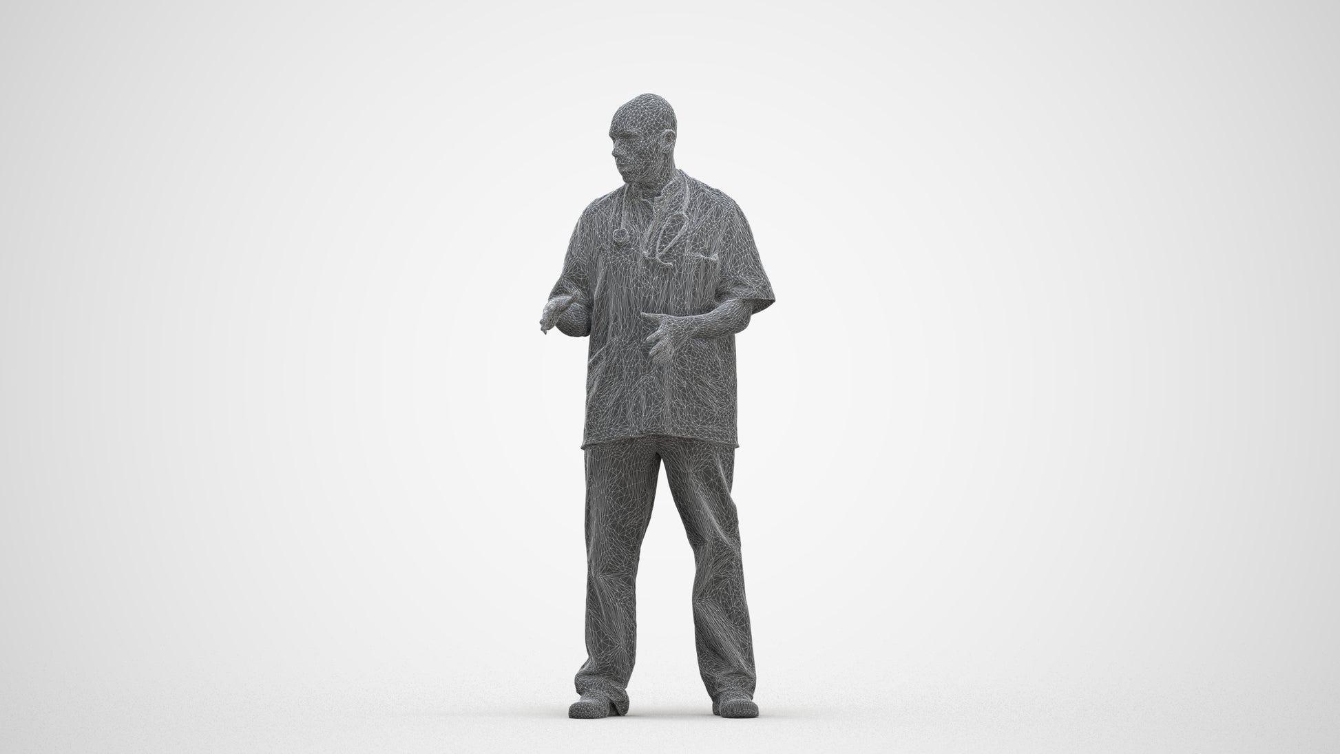photogrammetry 3D man medical, realistic human model archviz FBX, three-quarter front view render