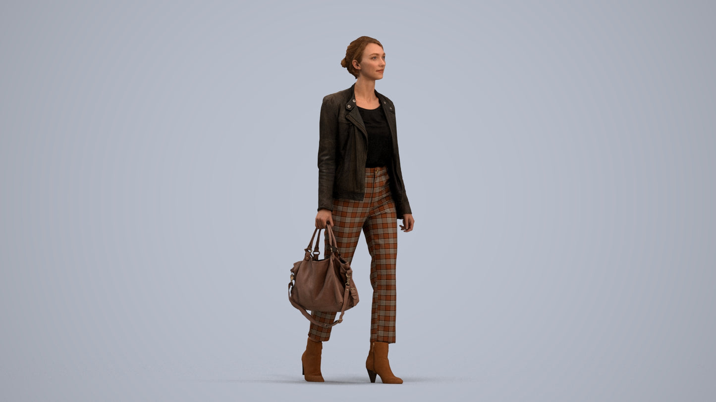 realistic 3D people woman business walking, render-ready for V-Ray and Corona, FBX OBJ, standing pose render