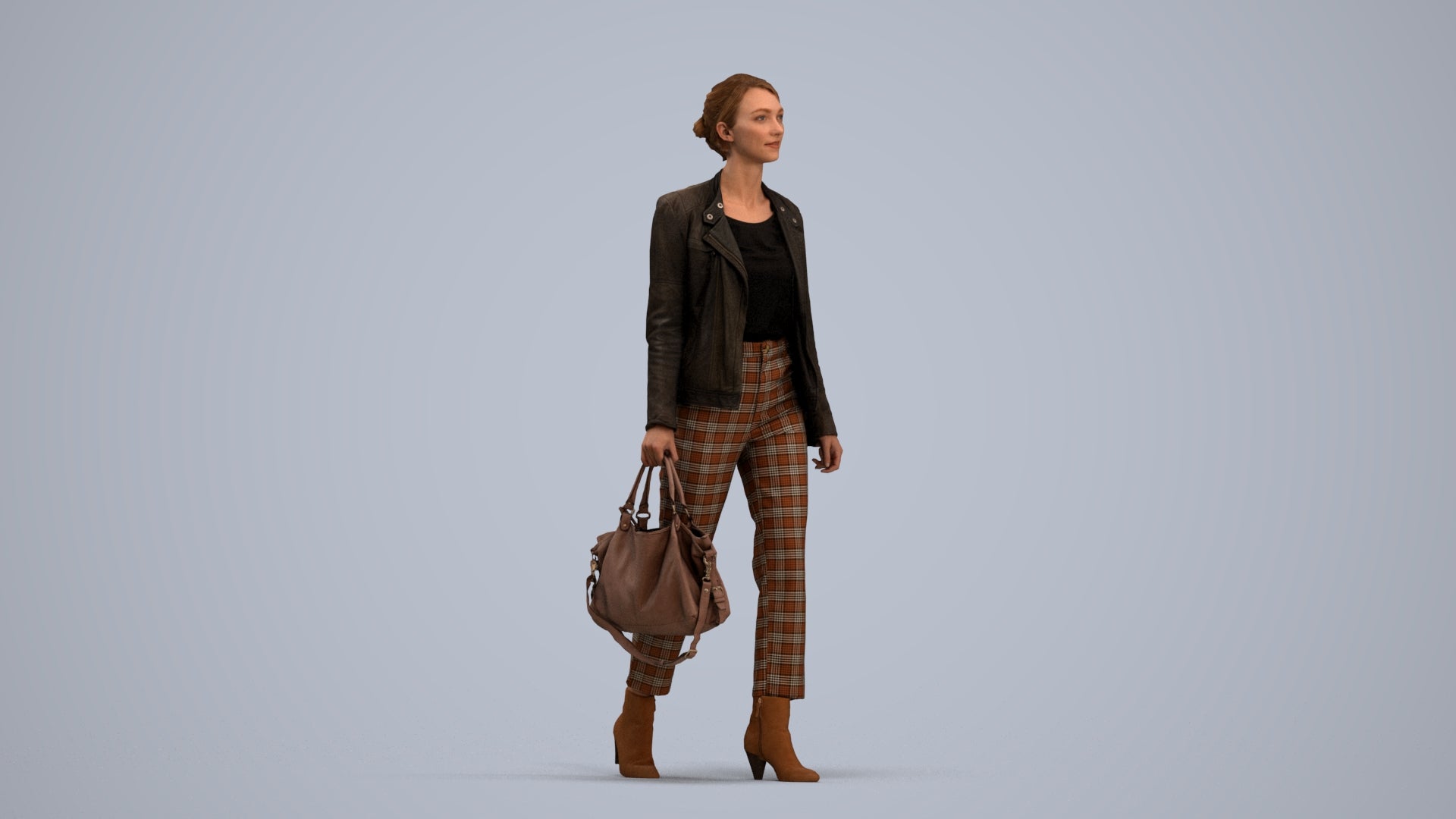 realistic 3D people woman business walking, render-ready for V-Ray and Corona, FBX OBJ, standing pose render