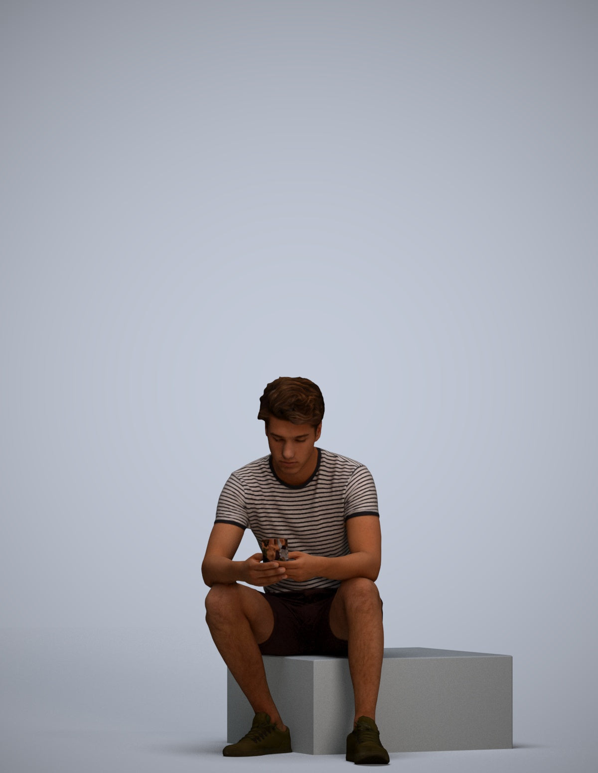 realistic 3D human man casual sitting, archviz people FBX OBJ for Blender