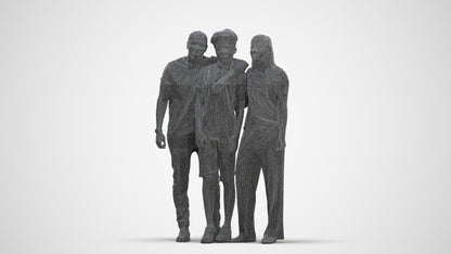 3D human model girl casual kids, photogrammetry scanned person for archviz, three-quarter front view render