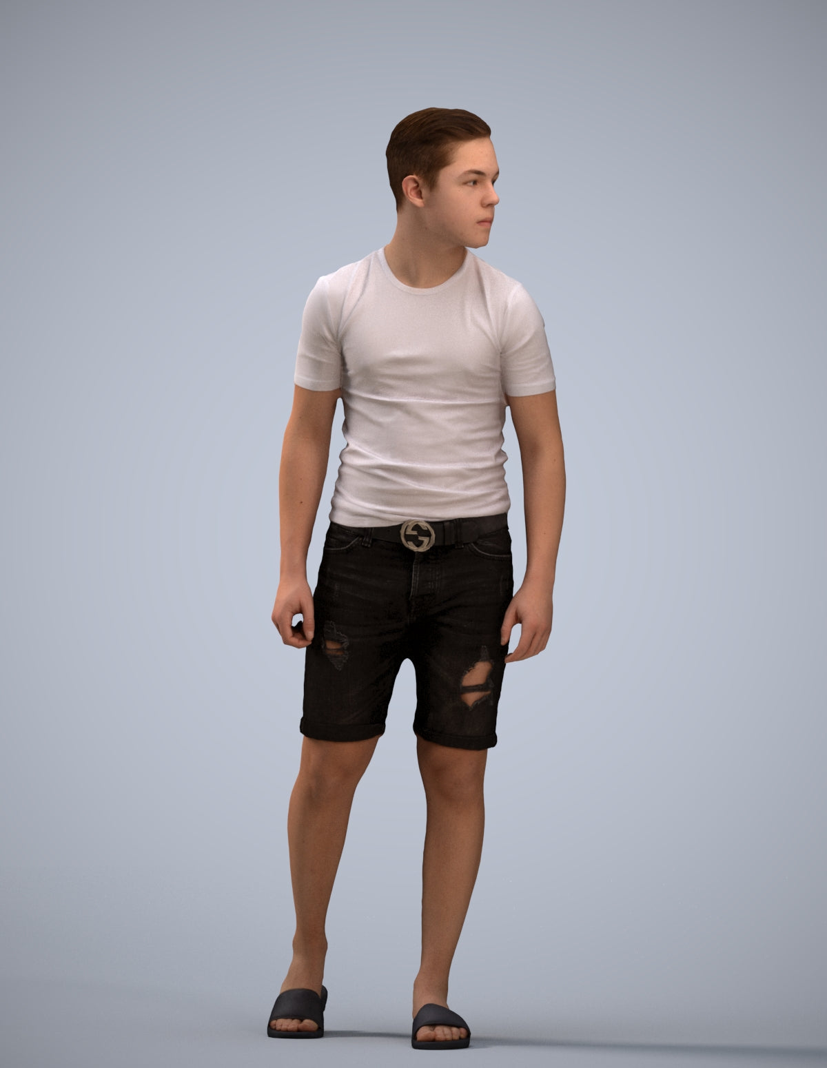 scanned 3D boy casual kids, photogrammetry people for Enscape and V-Ray