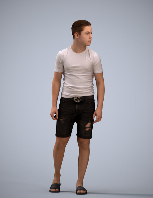 scanned 3D boy casual kids, photogrammetry people for Enscape and V-Ray